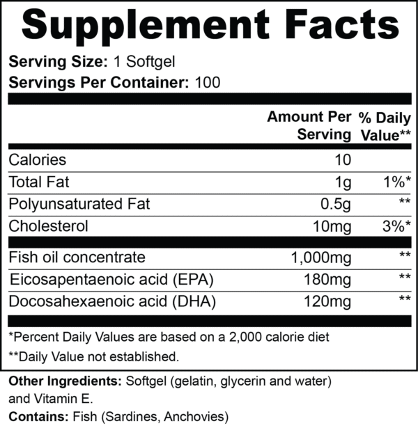 Omega-3 EPA 180mg + DHA 120mg – Heart & Brain Support